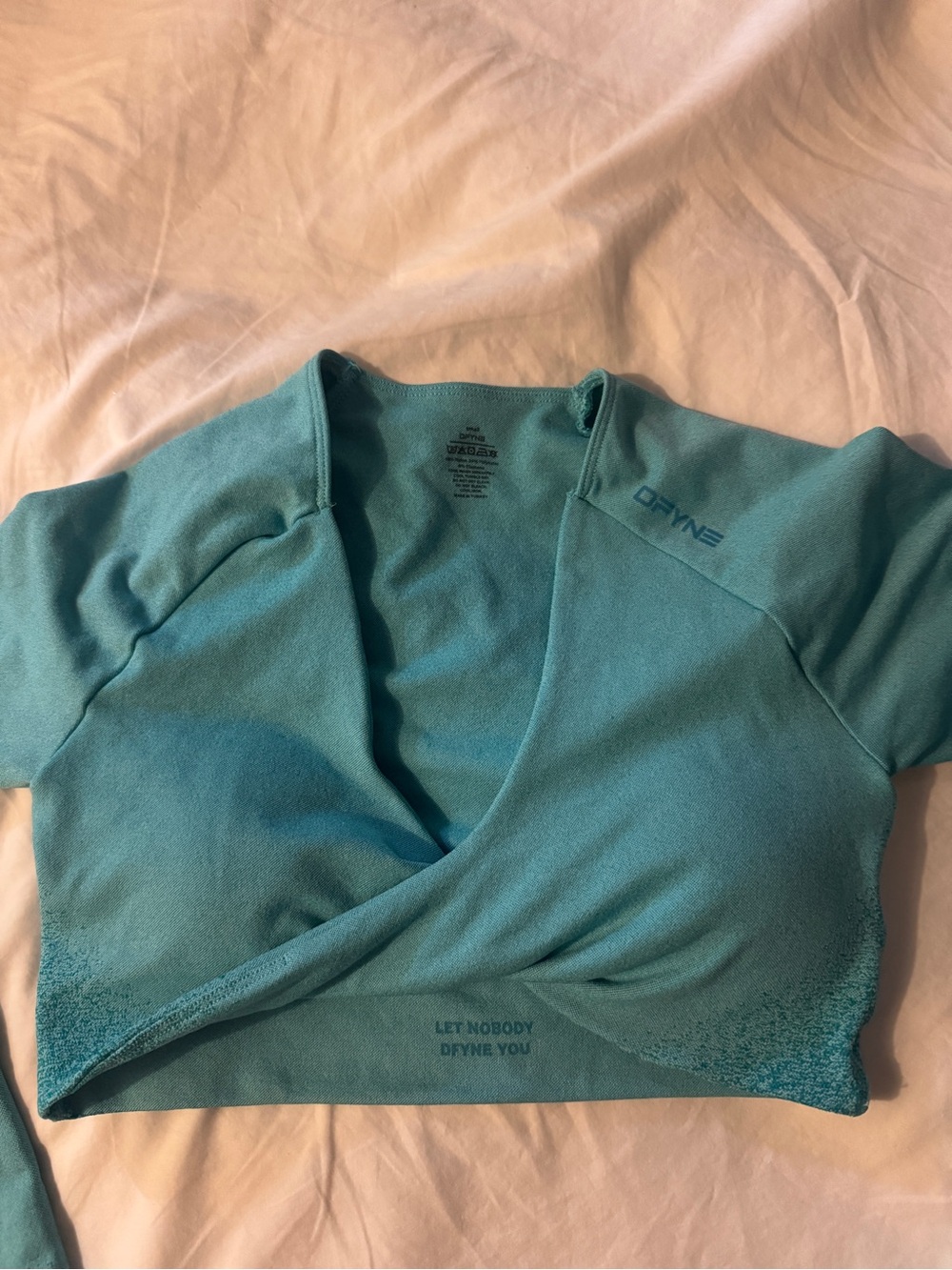✨DFYNE Athletic Wrap Top in Teal Blue✨ - Picture 2 of 4